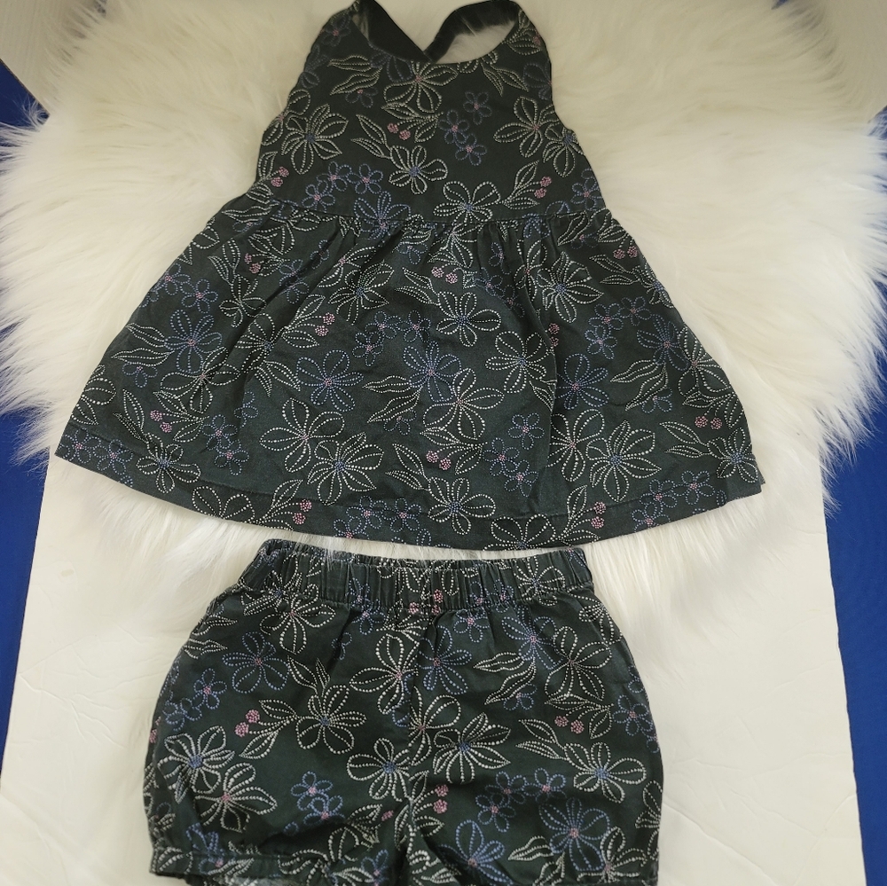 Pre Loved Adorable short set by Carter's size 3A/3T Blue with white & pink 💐